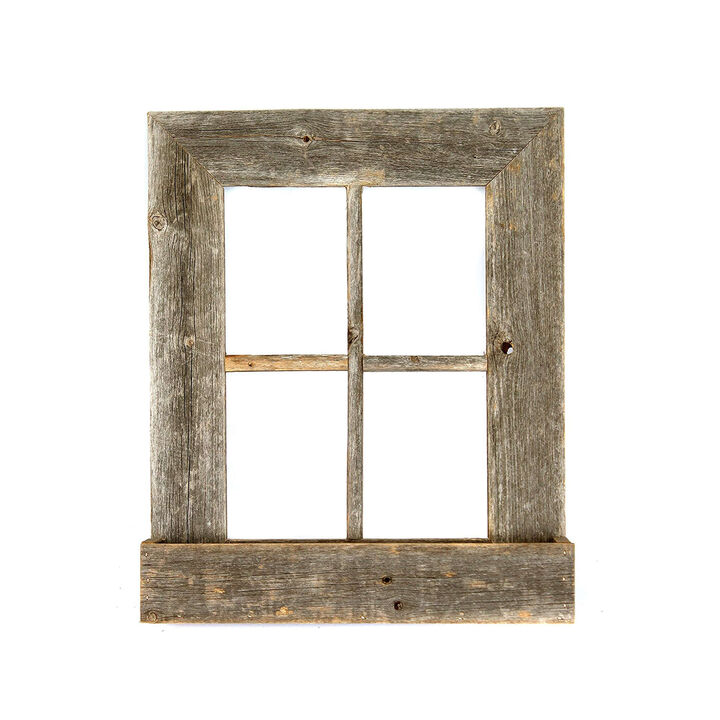 HomeRoots 25" X 22" Gray Weathered Wood Window Frame With Planter