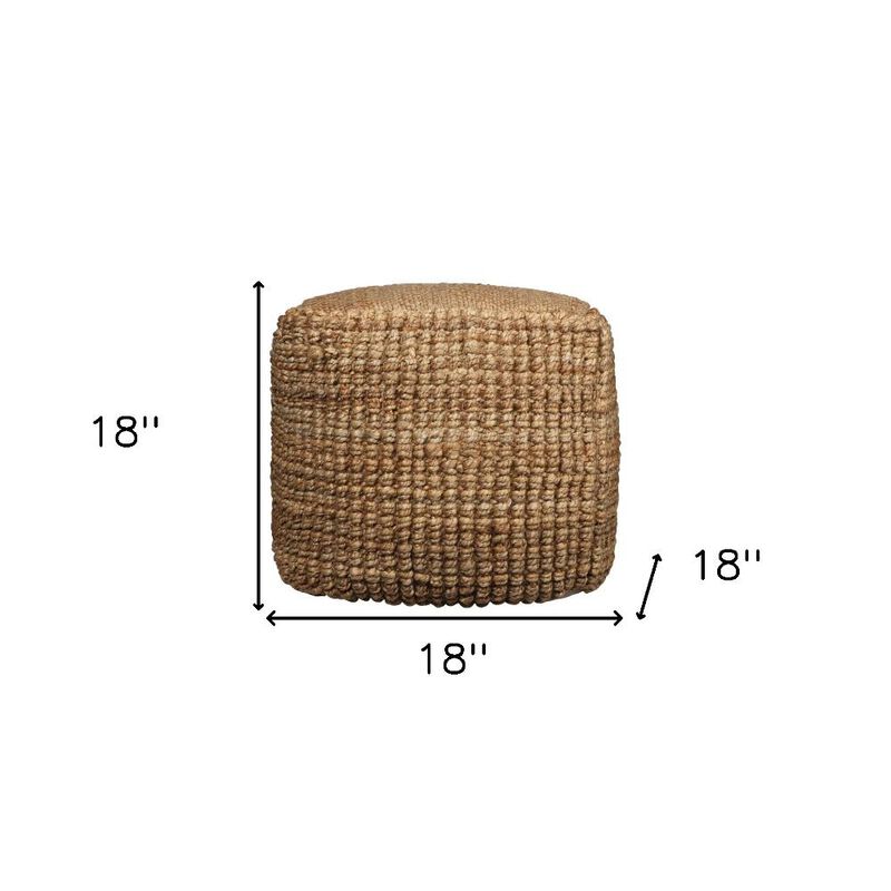 Hivvago 18 Inch Natural Jute Blend Cube Pouf Ottoman