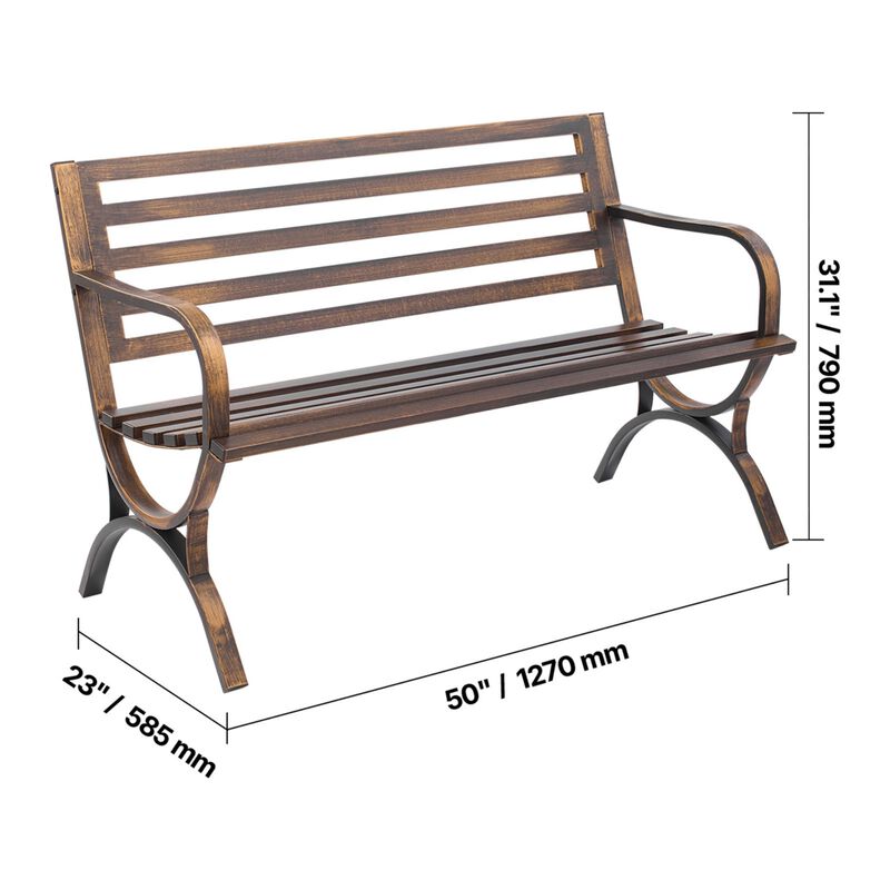 Jabseg 50 Inch Vintage Metal Patio Bench image number 9