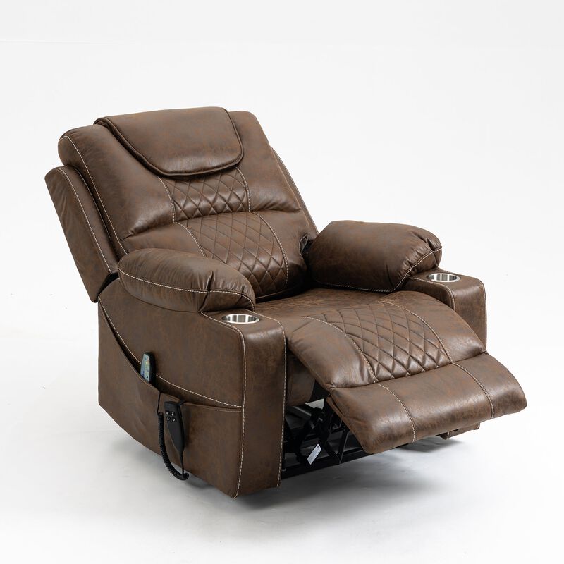 Leather Recliner Chair with 2 Cup Holder, Lounge Chair Power Lift Chair Relax Sofa Chair image number 3