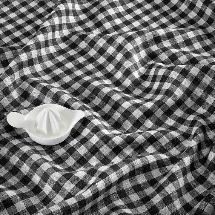 Linen Table Throw - Gingham Check