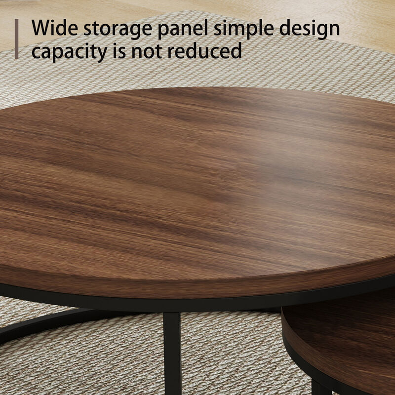 Round nesting coffee tables 2-piece