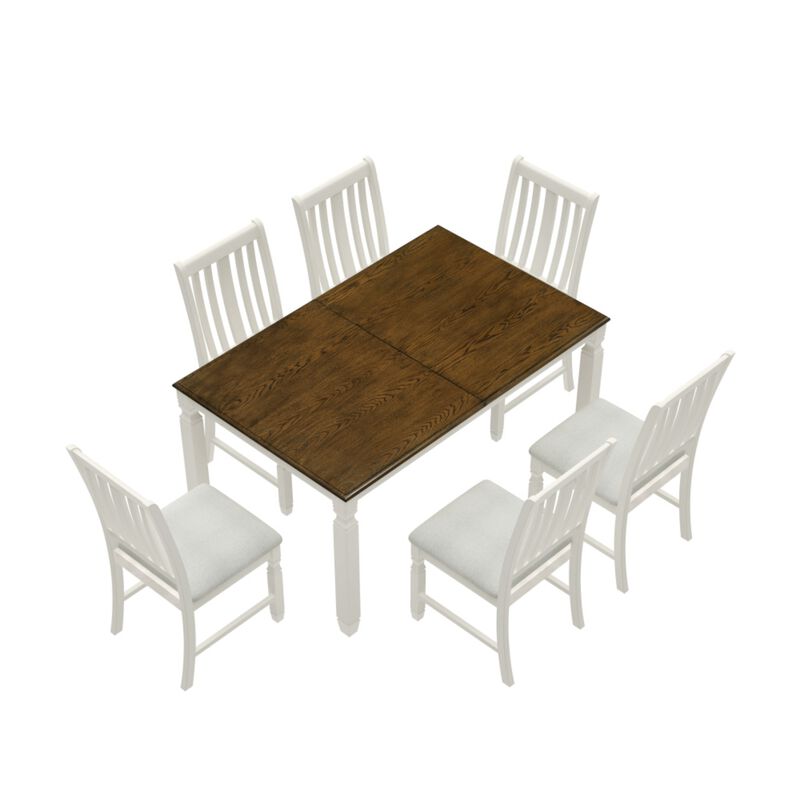 Wevelk Farmhouse 7‑Piece Extendable Dining Table Set image number 7