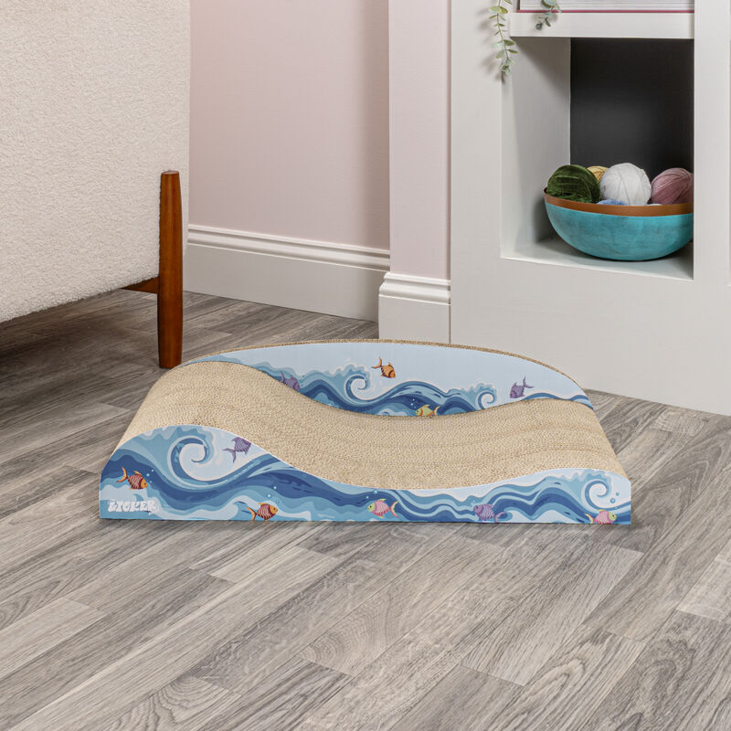 Kokomo Coastal Cardboard Lounge Bed Cat Scratcher with Catnip