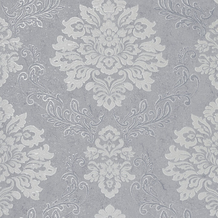 Harriet Silver Damask Wallpaper