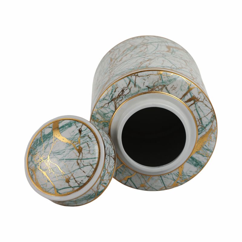 Ceramic 12" Jar With Gold Lid image number 4