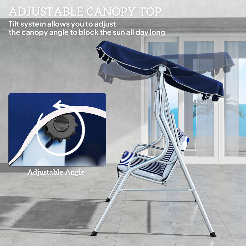 Hivvago 3-Person Porch Swing with Adjustable Canopy image number 4