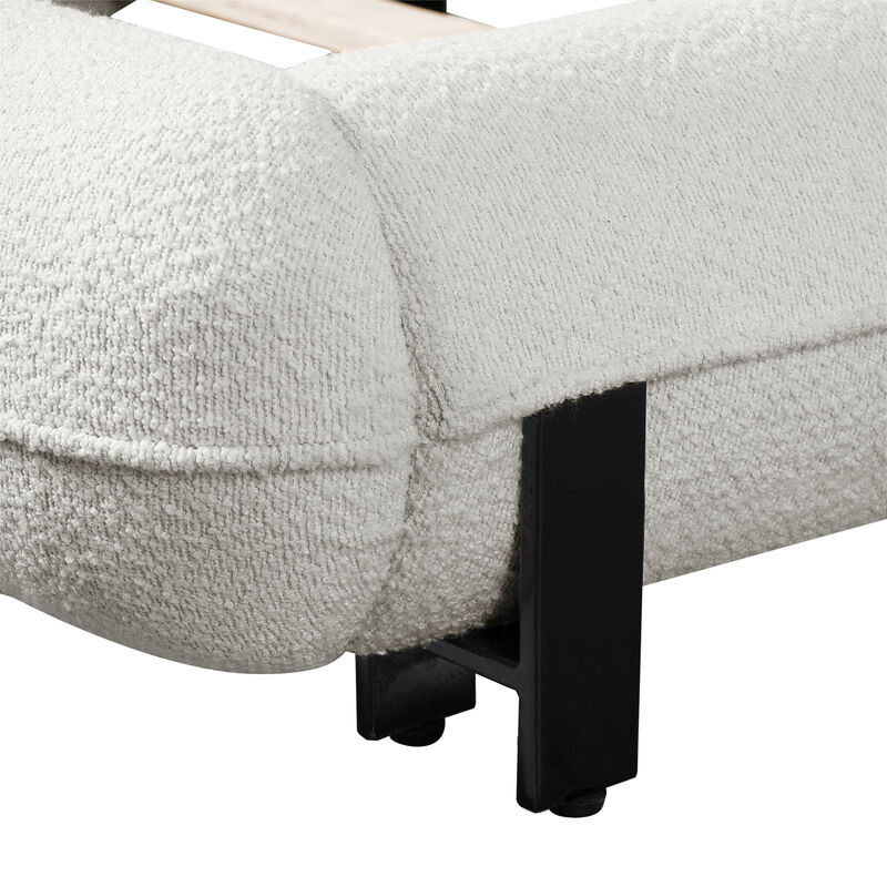 Christopher Knight Home Elias Modern Boucle Curved Upholstered Wood and Metal Platform Bed image number 9