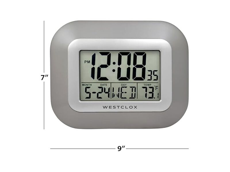 Westclox Digital Date Day Temperature Wall Clock Gray Battery Operated image number 1