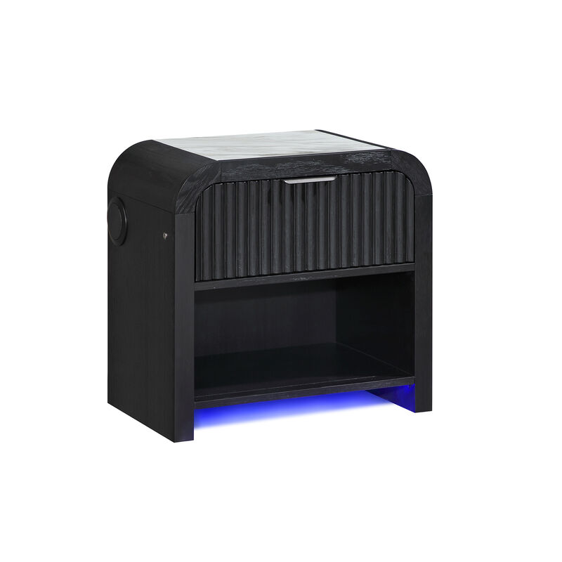 Beckett White Black LED Nightstand with Cooler image number 2