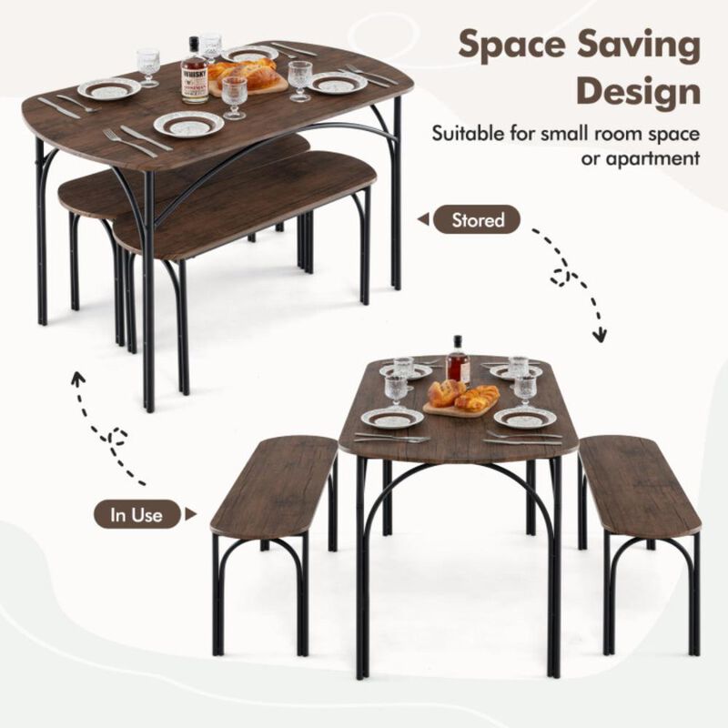 Hivvago 3-Piece Dining Table Set for 4 with Metal Frame