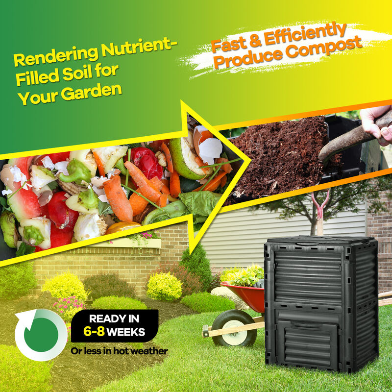 80-Gallon Outdoor Composter with Large Openable Lid and Bottom Exit Door