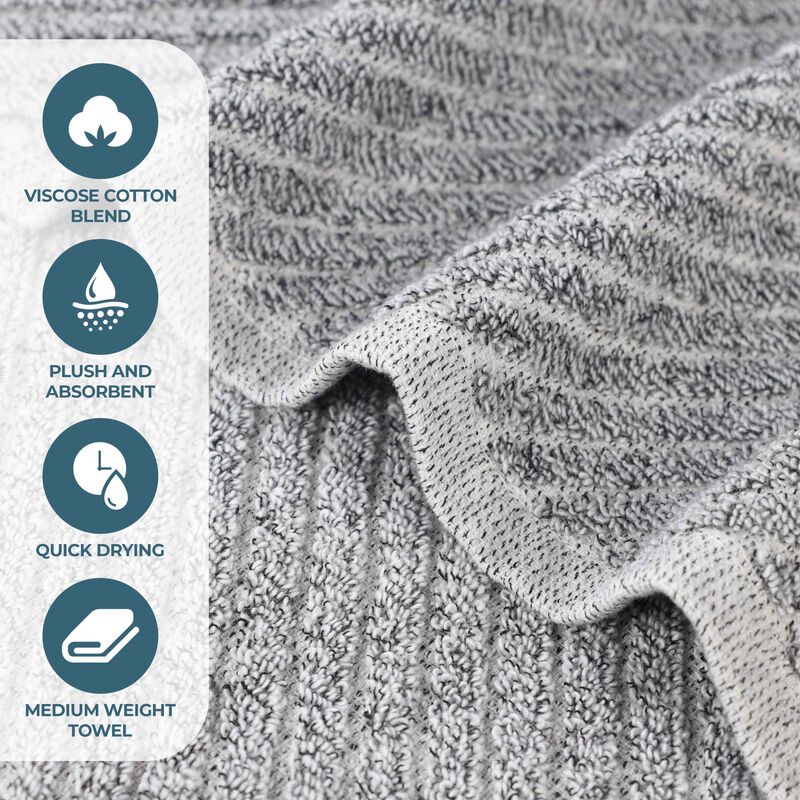 2-Piece Cotton Blend Bath Towel Set with Diagonal Rib Pattern image number 2