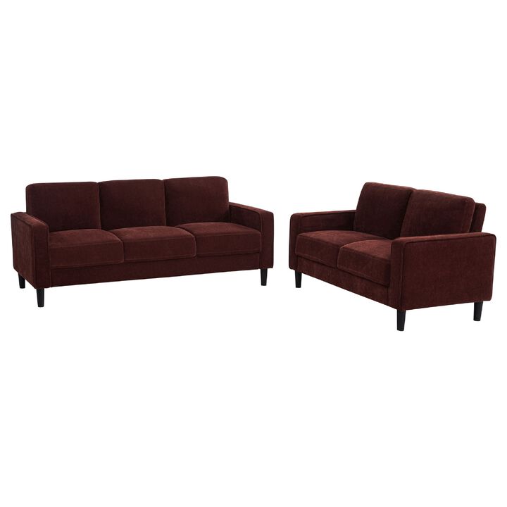 2pc Sofa and Loveseat Set, Track Arms, Foam Fill Upholstery