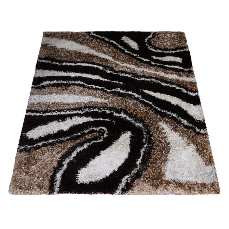 RUGSOTIC CARPETS HAND TUFTED SHAG POLYESTER ECO-FRIENDLY AREA RUGS  - Rectangle, Size, Abstract Modern Design, High Pile Thick Handmade Anti Skid Rugs for Living Room K00039 image number 2