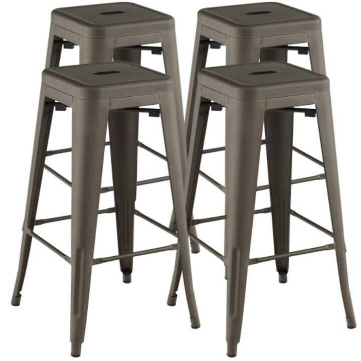 Bar Stools Set of 4 with Square Seat and Handling Hole