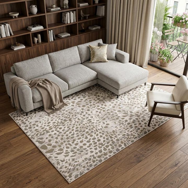 HomeRoots Abstract Stain Resistant Area Rug