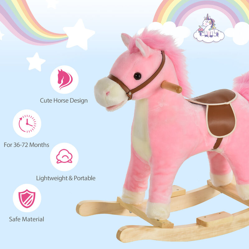 BreeBe Toddler Plush Rocking Horse with Wagging Tail image number 4