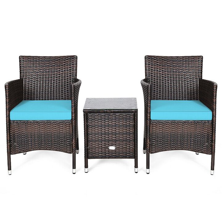 3 Pcs Outdoor Rattan Wicker Furniture Set