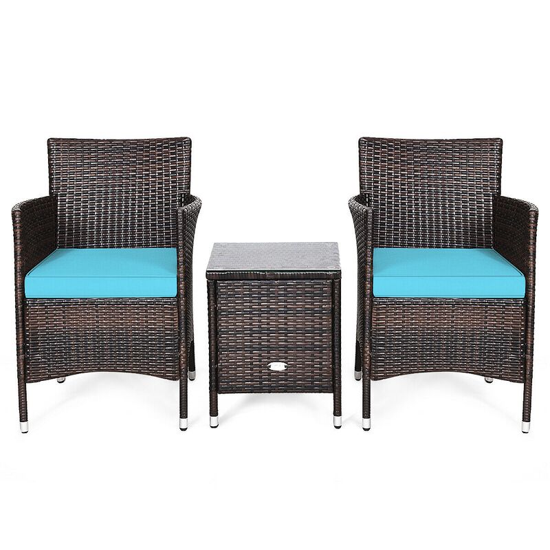 3 Pcs Outdoor Rattan Wicker Furniture Set