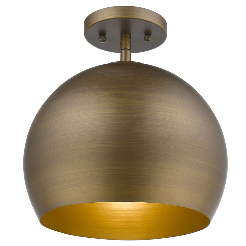 Hivvago Latitude 1-Light Hand Painted Antique Gold Pendant With Gold Interior Shade