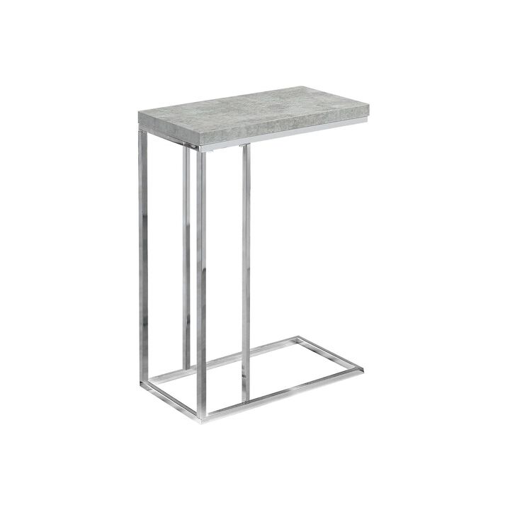 Monarch Specialties I 3007, Accent Table, Chrome Metal, Grey Cement