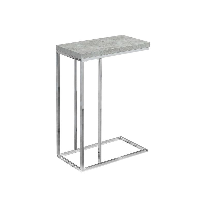 Monarch Specialties I 3007, Accent Table, Chrome Metal, Grey Cement