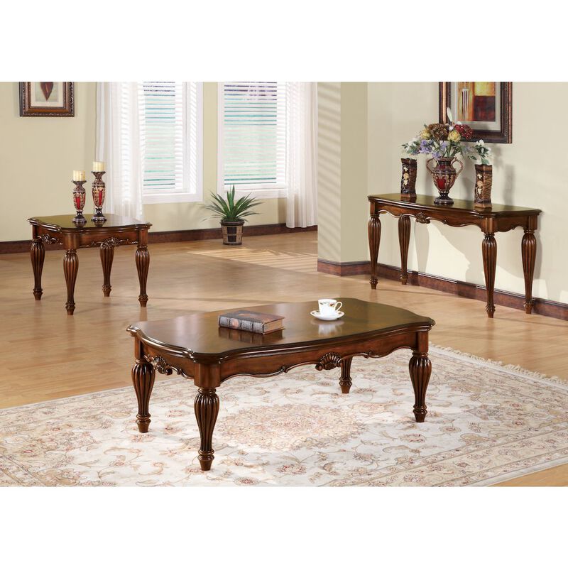 Plethoria Home Cherry Rectangle Coffee Table with Turned Legs