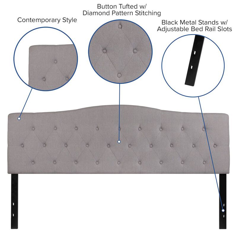 Flash Furniture Tufted Upholstered King Size Headboard in Light Gray Fabric image number 2