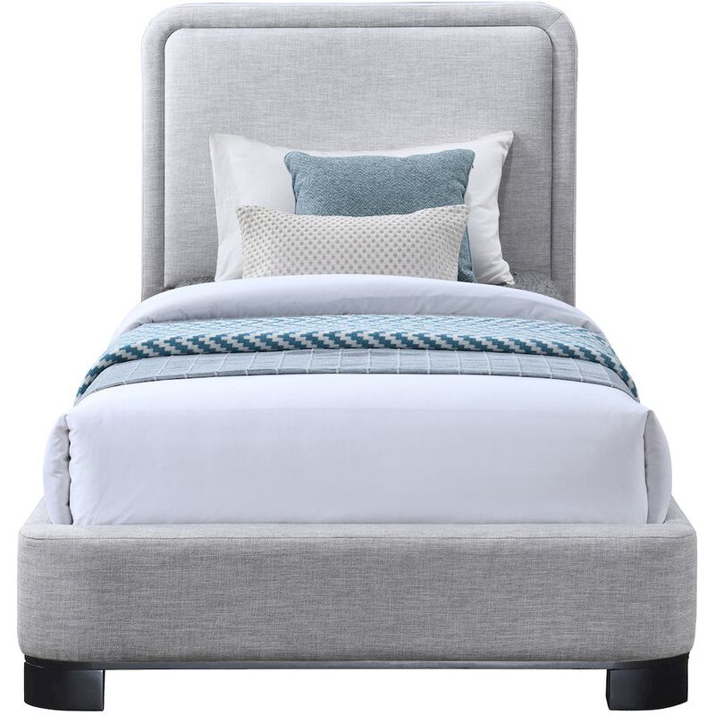 Meridian Furniture Nolita Grey Linen Textured Fabric Twin Bed
