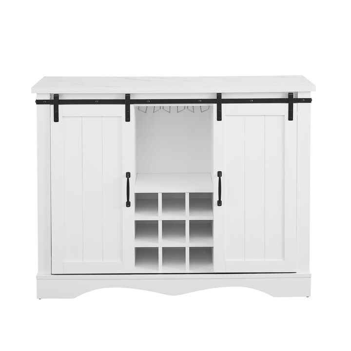 FESTIVO Rustic 47-inch Bar Cabinet with Sliding Barn Door
