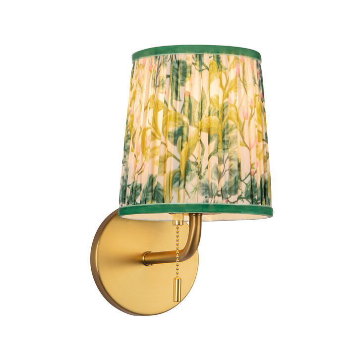 Scout 10-in Damp-Rated Wall/Vanity Light with Patterned Pleated Linen Shade