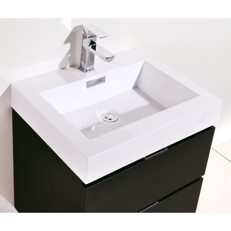 Kubebath Bliss 24 Black Wall Mount Modern Bathroom Vanity