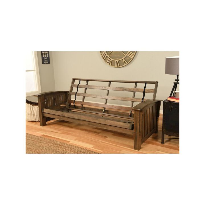 Washington Frame-Rustic Walnut Finish-Linen Aqua Mattress