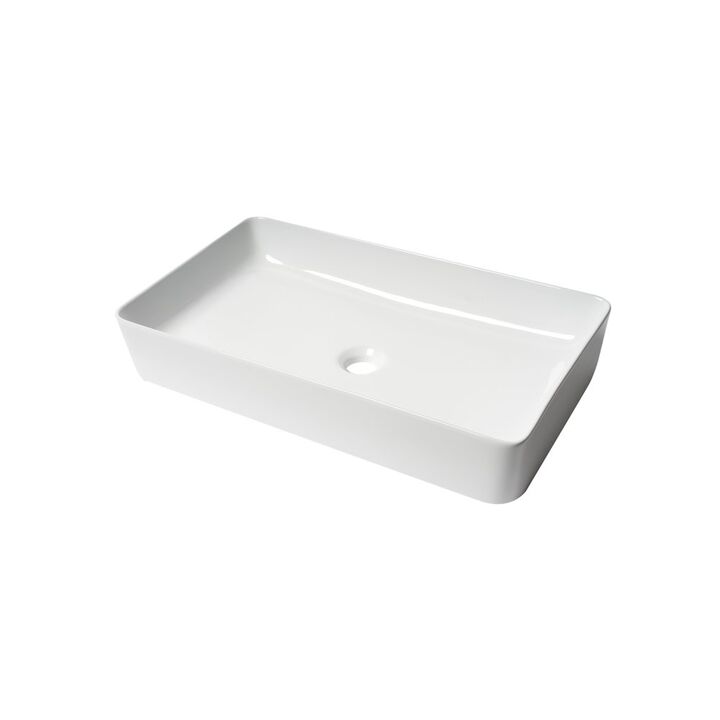 ALFI brand White 24 Modern Rectangular Above Mount Ceramic Sink