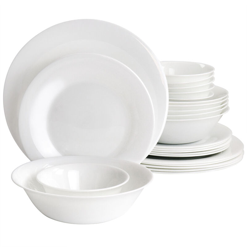 Gibson Ultra 36 Piece Tempered Opal Glass Combo Dinnerware Set in White