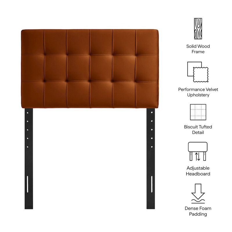 Lily Stain-Resistant Performance Velvet Twin Size Headboard image number 2