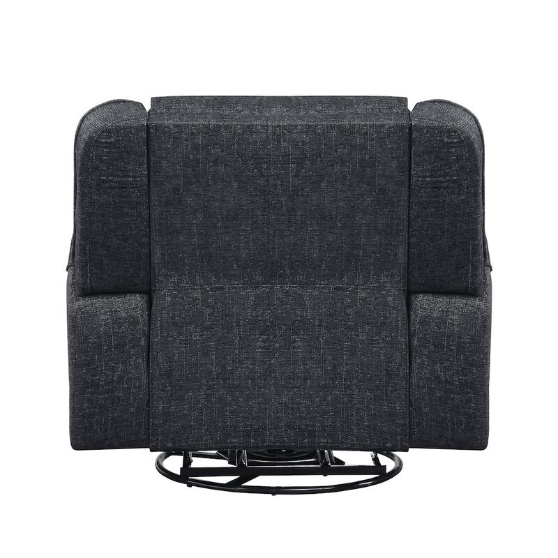 Lexicon Monterey Chenille Swivel Reclining Chair In Ebony