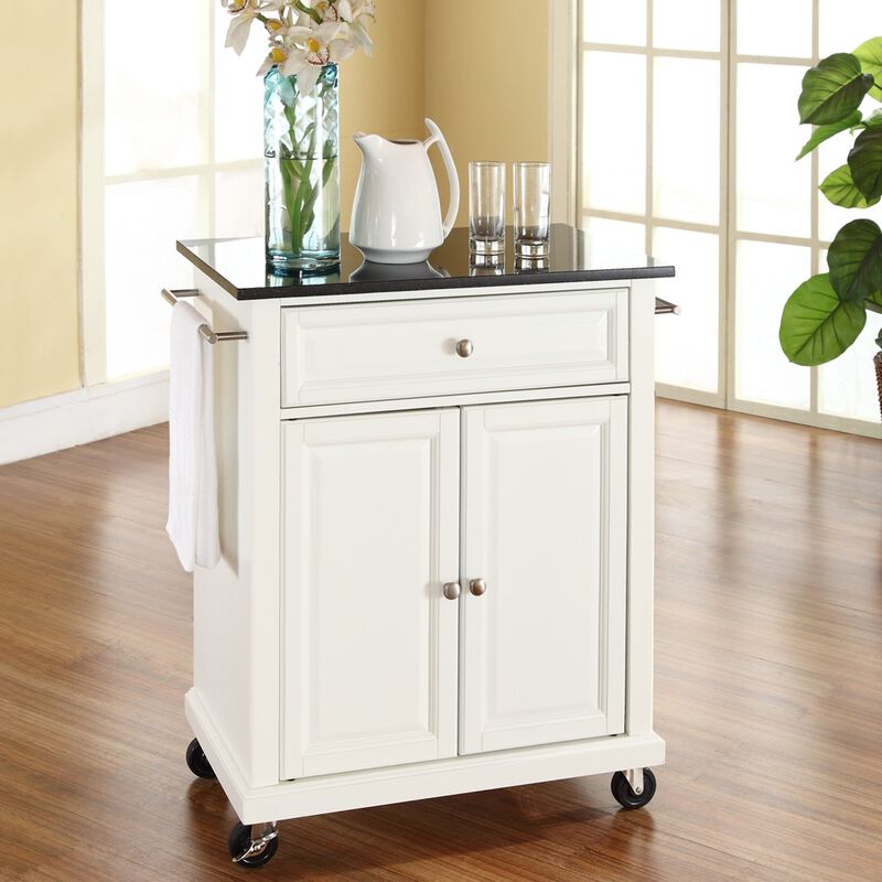 Kitchen Cart with Granite Top and Locking Casters Wheels