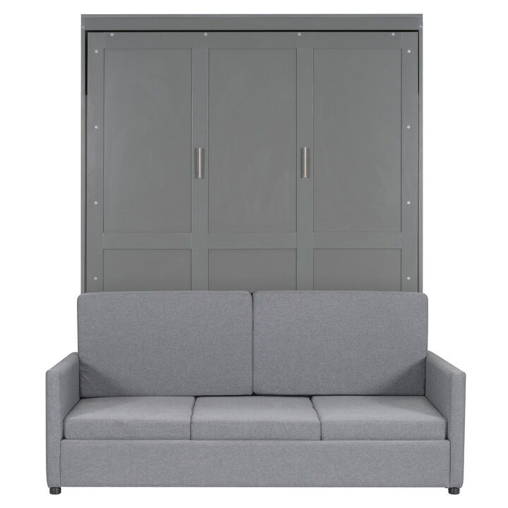 Whisen Clever Design Queen Size Murphy Bed, Folded into a Sofa with Cushion