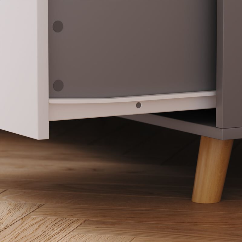 FUFU&GAGA 4-Drawer Baby Changing Table with Storage Cabinet （32.3" W x 18" D x 37" H ), Natural Wood & White