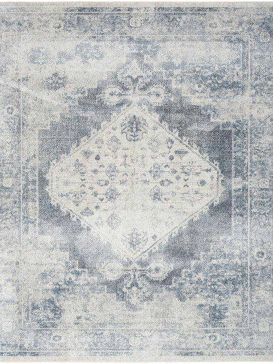 Astra Machine Washable ASW11 Blue/Ivory 6'7" x 9' Rug