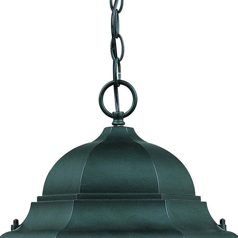 Hivvago Three Light Matte Black Domed Glass Lantern Hanging Light