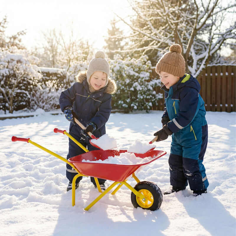 Kids Outdoor Wheelbarrow with All-Terrain Wheels for Gardening and Play image number 4