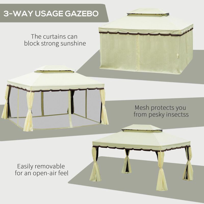 Hivvago 10x13 Outdoor Gazebo Canopy with Netting and Curtains image number 4