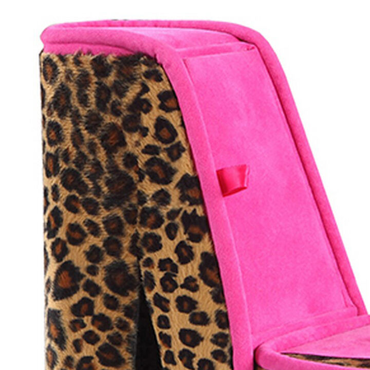 High Heel Cheetah Shoe Jewelry Box with 2 Hooks, Multicolor - Benzara