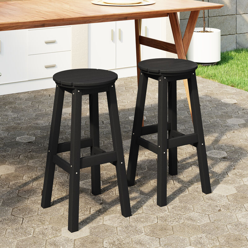 WestinTrends 29" HDPE Outdoor Patio Round Bar Stool Set of 2 image number 1