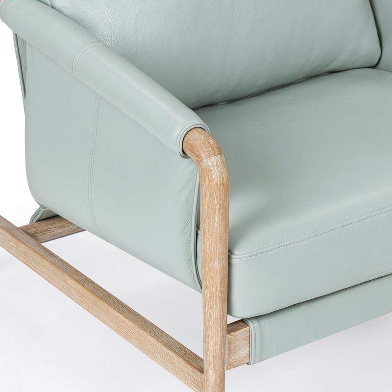 Chakka Blue Genuine Leather Accent Chair