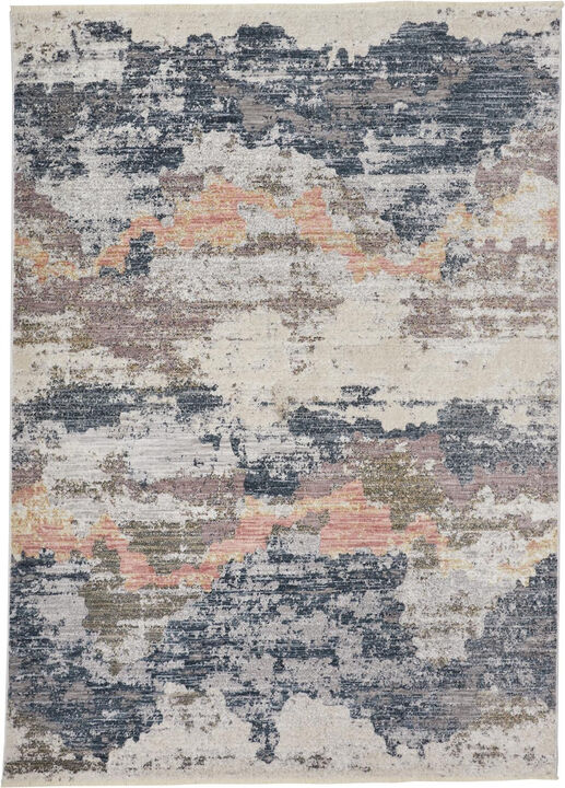 HomeRoots 8' X 10' Blue and Ivory Abstract Non Skid Area Rug