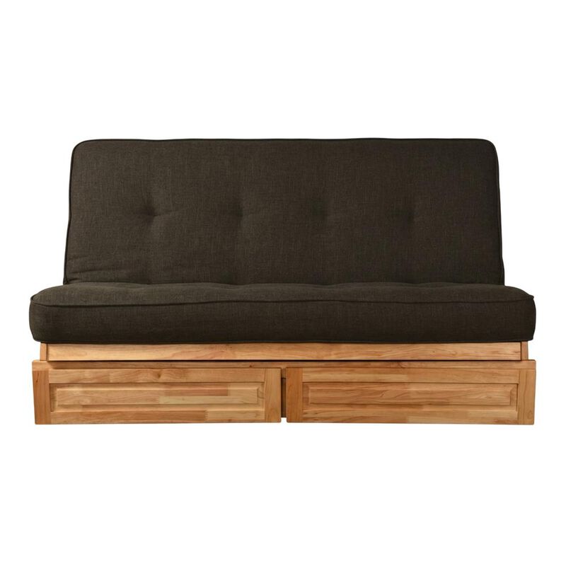 Lodge Frame-Natural Finish-Linen Charcoal Mattress-Storage Drawers image number 0